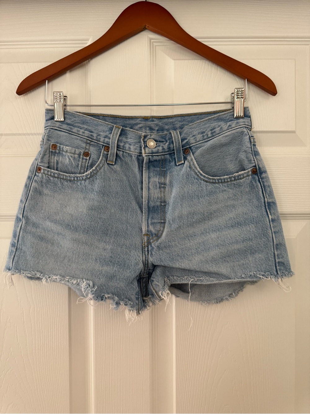 Levi's Light Blue High-Rise Cutoff Denim Shorts
